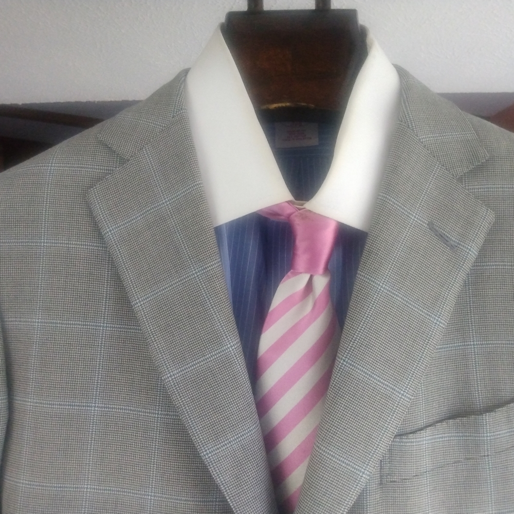 ERMENEGILDO ZEGNA Gray 3Btn/2Vents Windowpane Sport Jacket Size 44R (38)